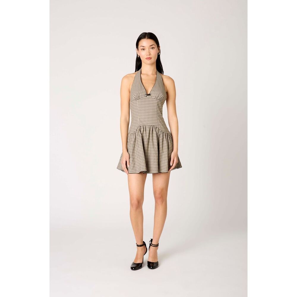Nia Ollie Dress- V Halter Neckline Casual Summer Dress size S NWT